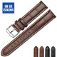 維途手表帶男真皮表帶針扣通用手表帶適用于浪琴天梭美度卡西歐米茄 棕色白線(xiàn)-銀白色針扣 22MM