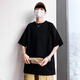 古澤鯊（GUZESHA）新款小圓領(lǐng)港風(fēng)寬松純棉純色短袖打底衫T恤白色體恤半袖多色衣服 黑色 XL（145-165斤）