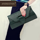 ANDSEEYOU真皮手拿包女新款時(shí)尚晚宴手包單肩包斜挎包小包氣質(zhì)手抓包名媛包 墨綠色