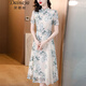 黛娜婭（Dainaya）旗袍女2025春夏季新款優(yōu)雅中國(guó)風(fēng)日常改良復(fù)古漢服雪紡連衣裙2570 杏色 2XL