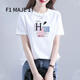F1MAJE1T高端設(shè)計(jì)師品牌短袖T恤女棉寬松韓版2025新款夏時(shí)尚體恤上衣ins潮 白色 2XL