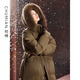 初棉極寒系列 初棉長(cháng)款毛領(lǐng)派克羽絨服女加厚連帽保暖外套冬90白鵝絨 可可棕 M