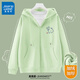 真維斯（Jeanswest）外套女連帽開(kāi)衫衛衣女裝春秋冬季新款寬松休閑潮流韓版學(xué)生上衣服 淺綠 眨眼熊_K L