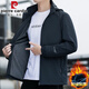 皮爾卡丹（pierre cardin）沖鋒衣男秋冬季新款?yuàn)A克戶外登山服防水軟殼衣彈力運(yùn)動(dòng)風(fēng)衣外套男 鐵灰【秋冬加 絨】6615 加厚 3XL =140-155