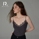 Henny Rue女士吊帶背心女純欲蕾絲性感帶胸墊內搭修身美雅碧打底上衣女 長(cháng)石灰 L （120-150斤）