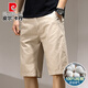 皮爾卡丹（pierre cardin）純棉五分短褲男士夏季休閑薄款寬松工裝短褲中青年舒適透氣中褲男 【單件裝】卡其 36 (推薦160-175斤)
