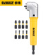 得偉（DEWALT）1/4接口磁性電動批頭拐角器90度彎頭直角轉(zhuǎn)換頭電鉆拐彎延伸彎頭 黃色 帶8支批頭 DT71517T-QZ