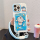 素洛適用蘋果15promax可愛哆啦A夢手機殼iphone14pro創(chuàng)意動漫卡通新款可插卡包卡13帶掛繩防摔12保護殼 卡包掛繩可愛叮當貓 殼+掛繩【藍色】 iPhone 13 Pro