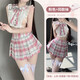 里農JK格子短裙套裝配色領(lǐng)帶性感學(xué)生制服可甜可欲純欲角色扮演JK裙女 粉色+同款襪 均碼