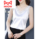 貓人（MiiOW）品牌高檔新品 V領(lǐng)蕾絲肩帶小背心吊帶女醋酸打底衫內搭配西裝大碼 白色 L