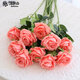 黛莉森仿真玫瑰花假花婚禮裝飾花擺設客廳餐廳永生花擺件生日禮物送女友 10枝玫瑰-粉色