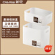 茶花（CHAHUA）茶花收納盒桌面小盒子收納格半透明磨砂置物防塵儲物盒家用 中號+大號【帶提手】2件套 【桌面收納盒】
