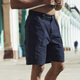 AKCLUB夏季新復古回潮回潮重水洗寬松腿袋工裝休閑短褲男AK男裝2314700 藏藍色 33