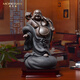 莫尼森  MOREISAN陶瓷彌勒佛佛像擺件工藝品客廳辦公室裝飾送朋友長輩喬遷新居禮物 吉祥如意-黑金砂