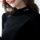 LOVER RUCCI法國2026純棉長(cháng)袖t恤女內搭上衣秋衣中年女士半高領(lǐng)春秋打底衫 248到黑色 3XL 135到150斤
