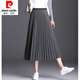 皮爾卡丹（pierre cardin）毛呢百褶裙春秋中長(cháng)款2025新款高腰遮胯a字裙顯瘦半身裙小個(gè)子女 灰色 XL 115-135斤