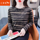 紅蜻蜓女士條紋純棉長袖t恤女圓領(lǐng)打底衫春內(nèi)搭秋季新款上衣女 黑色長袖 XL 【建議121-130斤】