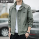 JEEP SPIRIT吉普夾克男士外套秋冬季新款加絨加厚中青年春秋上衣服時(shí)尚休服裝 軍綠（常規(guī)） 4XL （180斤-195斤）