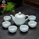 連山閣 汝窯過濾茶壺單壺內(nèi)置網(wǎng)隔內(nèi)膽紅茶泡茶器大號功夫茶具開片可養(yǎng)陶瓷大容量泡茶壺禮品 月白汝窯過濾茶壺410ml一壺六杯