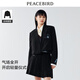 太平鳥(niǎo)學(xué)院風(fēng)短款西裝外套女早秋新款氣質(zhì)簡(jiǎn)約通勤格紋小西裝 黑色 S