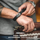 馬登福叔 美式復(fù)古925純銀簡(jiǎn)約長(zhǎng)款項(xiàng)鏈男女阿美咔嘰潮流百搭工裝吊墜配飾 植鞣牛皮燙金手環(huán)（黑色）
