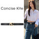CONCISE KITE【真皮】頭層牛皮腰帶皮帶女士搭配西裝牛仔褲連衣裙裝飾輕奢品牌 黑色 110cm （帶寬2.4cm  可裁剪）