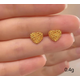 爾立新款金包銀999方糖耳釘爆閃黃金色愛心方糖耳飾女純金耳環(huán)送老婆 拉絲方糖愛心耳釘