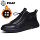PGAF輕奢男鞋2025冬季新款潮流百搭板鞋軟底休閑運動(dòng)皮鞋高幫透氣鞋子 黑色加絨 40