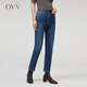 OVV秋冬熱賣(mài)女裝經(jīng)典舒適高腰保暖加絨經(jīng)典牛仔鉛筆褲 牛仔藍（凈色）A2 27