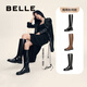 百麗（Belle）七夕禮物周雨彤同款月光騎士靴女商場款顯瘦長靴3EL73DG4 【周潔瓊同款】柔霧黑（啞光面） 37 (235mm)