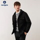 納維凱爾意大利小帆船男士全羊毛外套休閑連帽毛呢大衣1341444503 黑 M/48