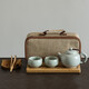 汝道 汝窯簡(jiǎn)約便攜旅行茶具汝瓷功夫茶具干泡茶盤(pán)套裝 陶瓷茶壺茶杯整套快客杯一壺兩杯辦公旅行套裝 貴妃壺一壺兩杯旅行套裝