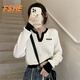 FSHE長袖v領(lǐng)打底衫女內(nèi)搭早春女裝設(shè)計(jì)感毛衣溫柔上衣修身新款針織衫 白色 均碼 彈力建議[75-120斤]