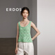 ERDOS 春夏吊帶翻花棉絨混紡鏤空無(wú)袖寬松時(shí)髦減齡女套衫針織衫 冰沙綠 XL 170/92A