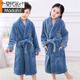 莫代爾兒童睡袍男童女童秋冬季睡衣法蘭絨睡袍珊瑚絨家居服加厚款浴袍 海藍無(wú)帽 140 S建議身高121-140CM