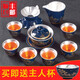 高端茶具套裝 景德鎮青花瓷999純銀內膽功夫茶具家用陶瓷泡茶壺蓋碗鎏銀建盞茶杯禮品盒 10頭憶江南鎏銀蓋碗套組