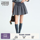 Teenie Weenie小熊女裝半身裙2025秋季新款甜美俏皮約克褶格子短裙 藏青色 M