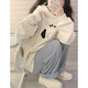 與欣日系杏色連帽衛(wèi)衣女秋冬2023新款加絨加厚初中高中學(xué)生外套上衣女 加絨款 均碼【可備注碼數(shù)】