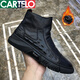 卡帝樂(lè )鱷魚(yú)（CARTELO）男士馬丁靴2025年新品英倫風(fēng)時(shí)尚高幫真皮男鞋圓頭軟底防滑戰狼靴 2757黑色加絨 40 標準皮鞋尺碼