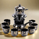 陶夭2024新款半自動(dòng)茶具套裝家用懶人泡茶神器辦公室石磨功夫茶壺茶杯 茶具五虎圖8杯 10頭