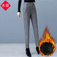 木榮毛呢哈倫褲女秋冬2025新款松緊職業(yè)百搭小腳褲冬加絨顯瘦休閑褲 灰色加絨 M