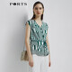 PORTS寶姿商場(chǎng)同款新品新品女裝短袖不規則印花修身襯衫LL8B059KFE010 森林綠混色 M (6)