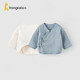 童泰（TONGTAI）嬰兒半背衣秋冬季純棉保暖新生兒提花衣服寶寶偏開(kāi)和尚服藍(lán)色59cm