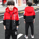皮爾卡丹（pierre cardin）童裝男童冬裝衛(wèi)衣套裝加絨加厚10中大童12歲男孩兒童秋冬季三件套 紅色三件套 170