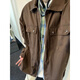 Shelley Jones 咖啡色潮流外套男士秋季vintage美式復古cleanfit底特律工裝夾克 A007-J7195咖啡色 XL [建議125-145斤]
