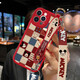 埃里斯迪士尼授權 iPhone14Promax手機殼女款腕帶掛繩斜跨背帶皮質(zhì)卡通格紋米奇輕薄防摔硅膠邊軟殼  紅色-復古格子米奇【腕帶款】 蘋(píng)果14Promax
