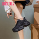 大東（dusto）大東老爹鞋女2026新款休閑厚底增高運動(dòng)鞋加絨保暖女鞋0302 黑色（單里） 35
