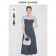 VEGA CHANGVEGA CHANG法式連衣裙女2026年夏季新款假兩件顯瘦學(xué)院風(fēng)短袖長(cháng)裙 隕石灰（方領(lǐng)） S