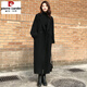 皮爾卡丹（pierre cardin）赫本風(fēng)雙面羊絨大衣女2025秋冬黑色呢子長(cháng)款繭型碼大寬松毛呢外套 黑色 M 【130斤以?xún)取? title=