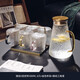 格娜斯（CRISTALGLASS）玻璃杯家用客廳耐高溫水杯家庭套裝泡茶杯帶把手高顏值喝水杯子 300ml6只+金色杯架+三角壺